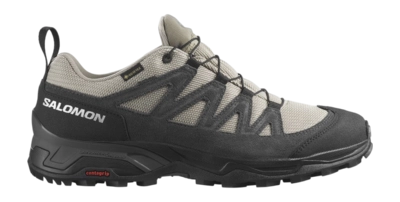 Wandelschoen Salomon Men X Ward Leather GTX Vintage Khaki Black Pewter
