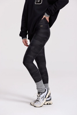 Leggings Deblon Women Classic High Waistband Camo Black