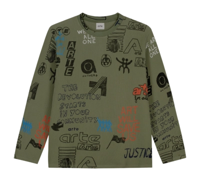 Longsleeve Arte Antwerp Men Allover Waffle Green