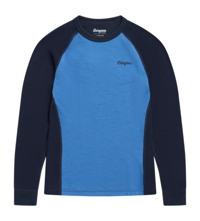 Longsleeve Bergans Kids Inner:Dual Merino Elemental Blue/Dark Shadow Grey Slim Fit
