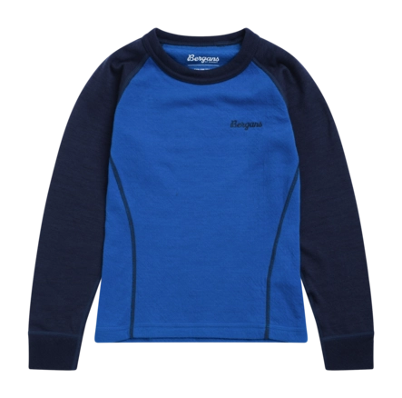 Longsleeve Bergans Kids Inner:Dual Merino Olympic Blue/Navy Blue Slim Fit