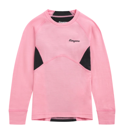 Longsleeve Bergans Kids Inner:Pure Merino Light Ruby/Dark Shadow Grey Slim Fit