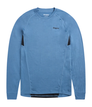 Longsleeve Bergans Men Inner:Pure Merino Elemental Blue/Dark Shadow Grey Slim fit