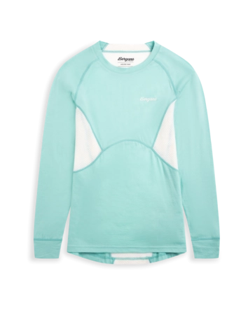 Longsleeve Bergans Women Inner:Pure Merino Mint Crush/Vanilla White Slim Fit