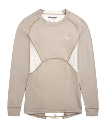 Longsleeve Bergans Women Inner:Pure Merino Sandstone/Vanilla White Slim Fit
