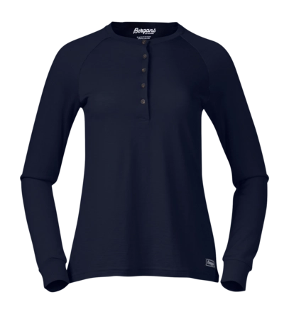 Longsleeve Bergans Women Lysebu Navy Blue Henley Regular Fit