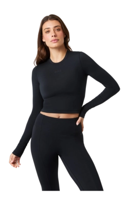 Longsleeve Björn Borg Women Studio Black Beauty Soft Cropped Getailleerd