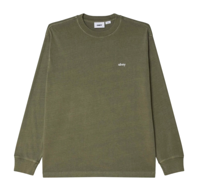 Langarmshirt Obey Lowercase Pigment Tee Herren Pigment Deep Lichen Green