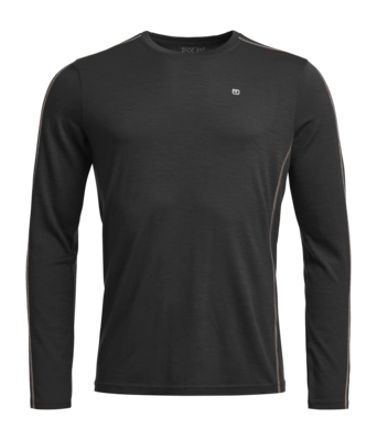 Longsleeve Ortovox Heren 185 Rocknwool Long Sleeve Black Raven Regular Fit
