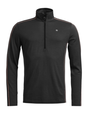 Longsleeve Ortovox Herren 185 Rocknwool Zip Neck Black Raven Regular Fit