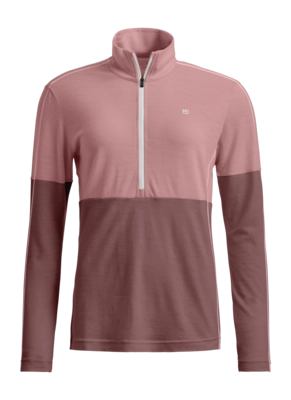 Longsleeve Ortovox Damen 185 Rocknwool Zip Neck Dusk Rose Regular Fit