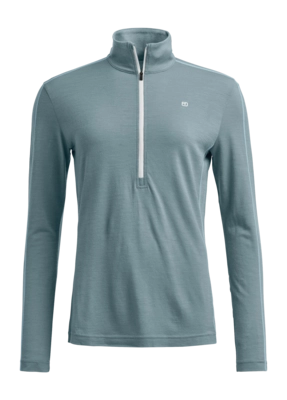 Longsleeve Ortovox Damen 185 Rocknwool Zip Neck Icy Shore Regular Fit