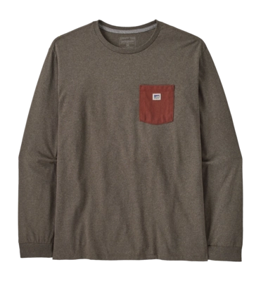 Longsleeve Patagonia Men L/S Shop Sticker Pocket Responsibili-Tee Marlow Brown
