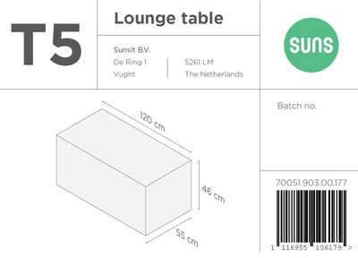 Lounge Table Cover Suns T5
