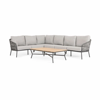 Loungeset Suns Nappa Hoekopstelling Matt White / Carbon Light Grey (5-delig)