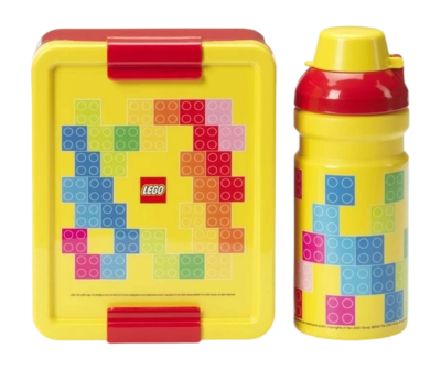 Lunchset Lego Brick Pattern Rood
