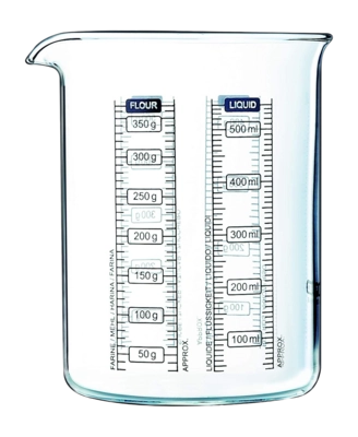 Caraffa graduata Pyrex Classic Kitchen Lab 0,5 L, Vetro, Con tacche di misurazione