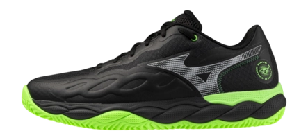 Mizuno Unisex Wave Enforce Court Padel Black/Foliage Green/Glowing Apple