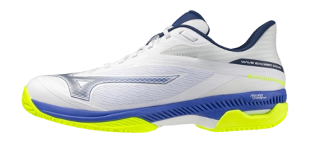 Mizuno Unisex Wave Exceed Court CC White/Dazzling Blue/Lightning Yellow