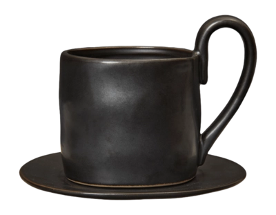 Tasse Ferm Living Flow mit Untertasse Black 250 ml