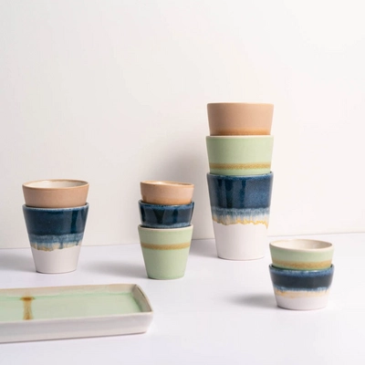 Mug Salt & Pepper Flow Vert 100 ml (Set de 4) | Cuisineetcocotte