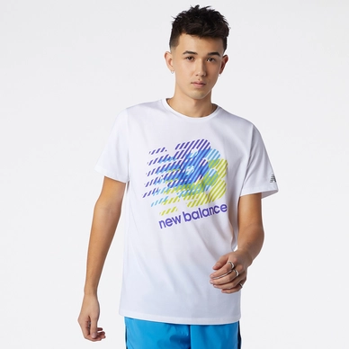 T-Shirt New Balance Men Graphic Heathertech Tee White Blue
