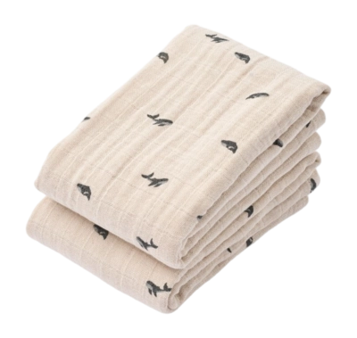 Multidoek Liewood Lewis Muslin Cloth Mini Whale / Sandy 65 x 65 cm (Set van 2)