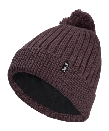 Muts Jack Wolfskin Unisex Pom Pom Beanie Sheer Plum M TEXASHIELD PRO