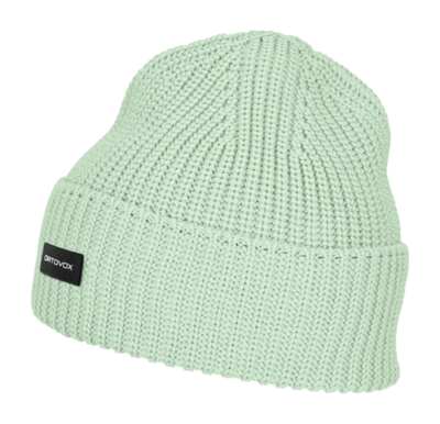 Muts Ortovox Unisex Cozy Rib Beanie Light Sage Green Nauwsluitende pasvorm