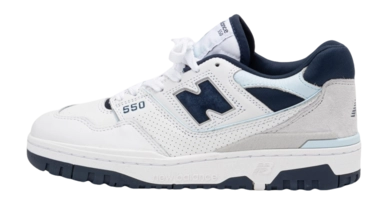 Sneaker New Balance BB550NQB Unisex White NB Navy Quarry Blue Grey Matter