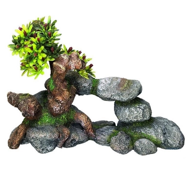 Aqua Deco Bonsai Boom met Stenen Nobby Groen Grijs