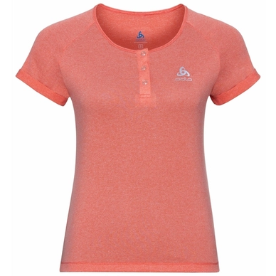 Cycling Shirt Odlo Women's Short Sleeve Crew Neck Element Hot Coral Melange