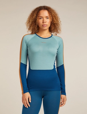 Ondershirt Icebreaker Women Merino 200 Oasis+ LS Crewe Atlantis/Hydro