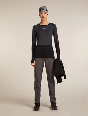Ondershirt Icebreaker Women Merino 200 Oasis+ LS Crewe Black/Jet Heather