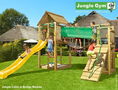 Speelset Jungle Gym Jungle Cabin + Bridge Geel