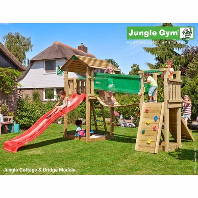 Speelset Jungle Gym Jungle Cottage + Bridge Rood