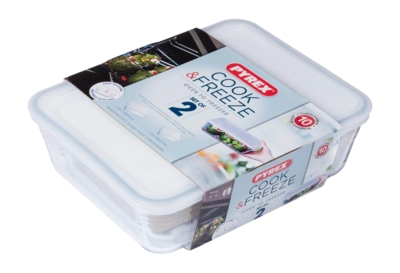 Ovenschaal Pyrex Cook & Freeze Rechthoek met Deksel 1,5 / 2,6 L (2-Delig)