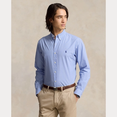 Overhemd Ralph Lauren Men Slim Fit Check Stretch Poplin Shirt Blue ...