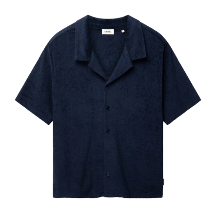 Overhemd Shiwi Men TED Jacquard Leaves Shirt Blue Navy Tropic Leaves