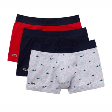 Boxershort Lacoste Men Casual Valentijnsdag Navy Blauw / Gevlamd Grijs / Rood (Set van 3)