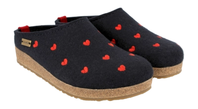 Pantoffel Haflinger Unisex Grizzly Cuoricini Mittelblau