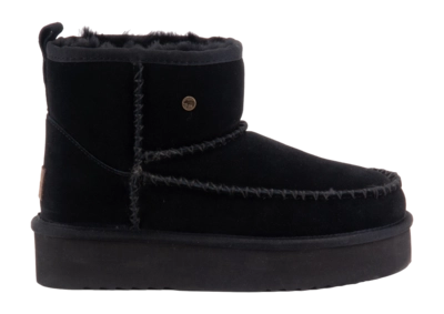 Pantoffel Warmbat Women Wallaby Suede Stitch Plateau Black