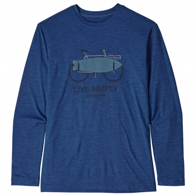 T-Shirt Patagonia Boys LS Cap Cool Daily Live Simply Amphibious Bike Superior Bleu X Dye
