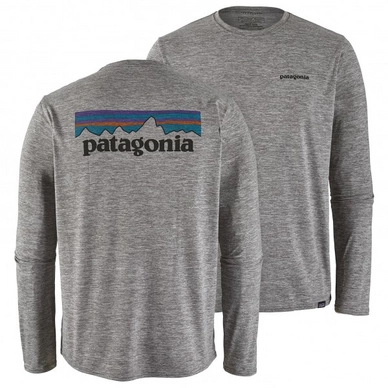 T Shirt Patagonia LS Cap Cool Daily Graphic Shirt Line Logo Ridge Feather Grey Herren