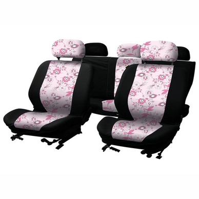 Stoelhoesset Carpoint Pink Flower Airbag (9-delig)