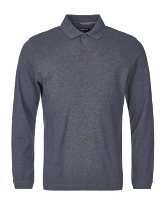 Polo Barbour Men Essential LS Tartan Pique Polo Shirt Slate Marl