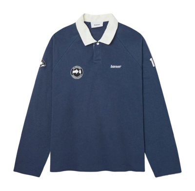 Polo Bareen Unisex Oversized Long Sleeve Polo Medieval Blue