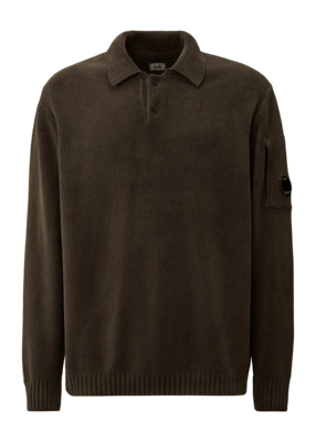 Polo CP Company Men Cotton Chenille Knit Dark Shadow