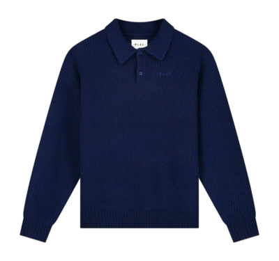 Poloshirt Olaf Hussein Knitted Oversized Herren Navy