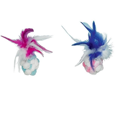 Pluche Pompoms Met Veren Nobby (Set van 4)